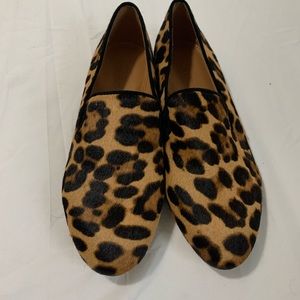 Leopard calf hair smoking loafers / cheetah print